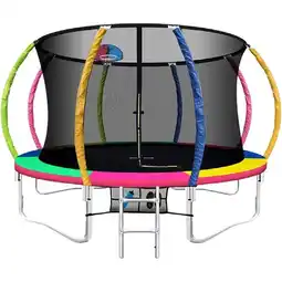 Woolworths Everfit 12FT Trampoline for Kids w/Ladder Enclosure Safety Net Rebounder Colors offer