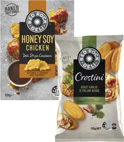 Coles Red Rock Deli Crostini or Deli Style Crackers offer