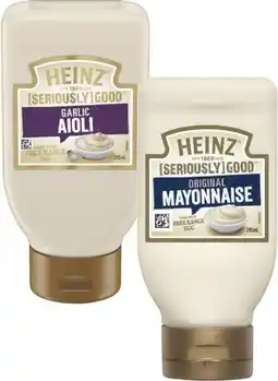 Coles Heinz Seriously Good Mayonnaise or Aioli offer