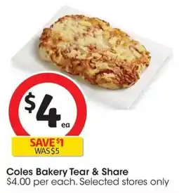 Coles Coles Bakery Tear & Share offer