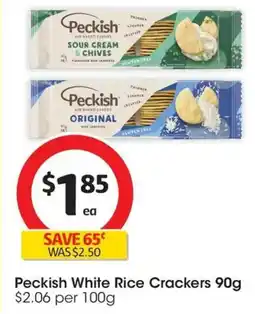 Coles Peckish White Rice Crackers offer