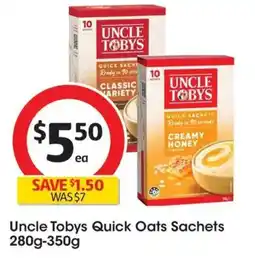 Coles Uncle Tobys Quick Oats Sachets offer
