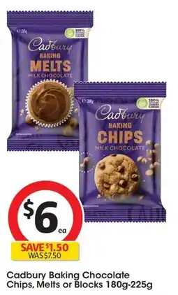 Coles Cadbury Baking Chocolate Chips, Melts or Blocks offer