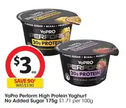 Coles YoPro Perform High Protein Yoghurt No Added Sugar offer