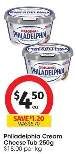Coles Philadelphia Cream Cheese Tub offer
