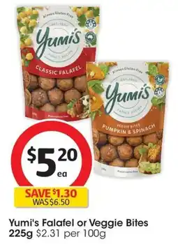 Coles Yumi's Falafel or Veggie Bites offer