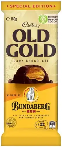 Coles Cadbury Old Gold Bundaberg Rum Block Chocolate offer