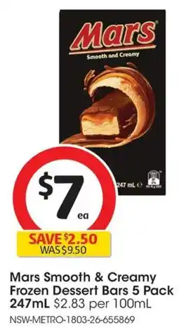 Coles Mars Smooth & Creamy Frozen Dessert Bars offer