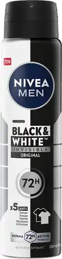 Coles Nivea Men Invisible Black & White Antiperspirant Aerosol Deodorant offer