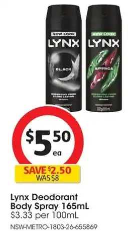 Coles Lynx Deodorant Body Spray offer