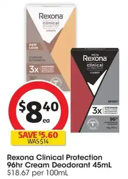 Coles Rexona Clinical Protection 96hr Cream Deodorant offer