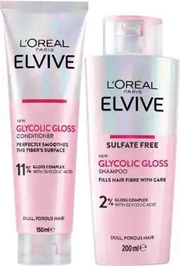 Coles L'Oréal Elvive Glycolic Gloss Shampoo or Conditioner offer
