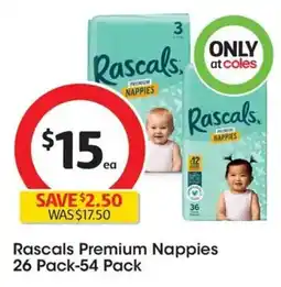 Coles Rascals Premium Nappies offer