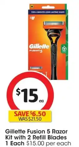 Coles Gillette Fusion 5 Razor Kit with 2 Refill Blades offer