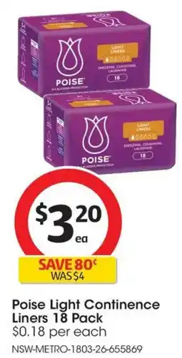 Coles Poise Light Continence Liners offer