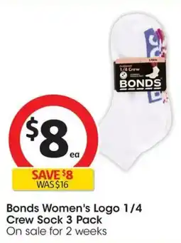 Coles Bonds Women's Logo 1/4 Crew Sock offer