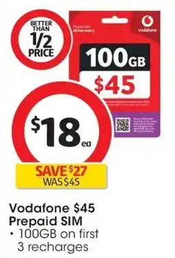 Coles Vodafone Prepaid SIM offer
