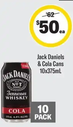 Coles Jack Daniels & Cola Cans offer