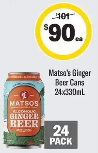 Coles Matso’s Ginger Beer Cans offer