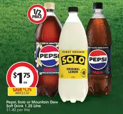 Coles Pepsi, Solo or Mountain Dew Soft Drink offer
