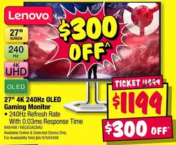 JB Hi-Fi 27" 4K 240Hz OLED Gaming Monitor offer