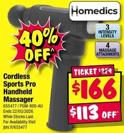 JB Hi-Fi Cordless Sports Pro Handheld Massager offer