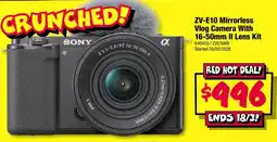 JB Hi-Fi ZV-E10 Mirrorless Vlog Camera With 16-50mm II Lens Kit offer