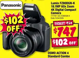 JB Hi-Fi Lumix FZ80DGN-K 18.1MP 60x Zoom 4K Digital Compact Camera offer