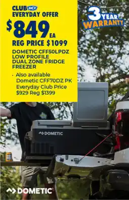 BCF Dometic cff50lpdz low profile dual zone fridge freezer offer