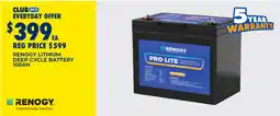 BCF Renogy lithium deep cycle battery 100ah offer