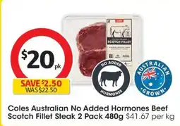 Coles Coles Australian No Added Hormones Beef Scotch Fillet Steak offer