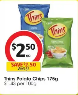 Coles Thins Potato Chips offer