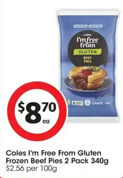 Coles Coles I'm Free From Gluten Frozen Beef Pies offer
