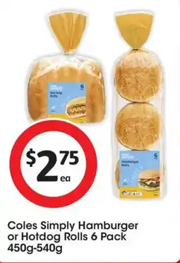 Coles Coles Simply Hamburger or Hotdog Rolls offer