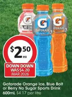 Coles Gatorade Orange Ice, Blue Bolt or Berry No Sugar Sports Drink offer