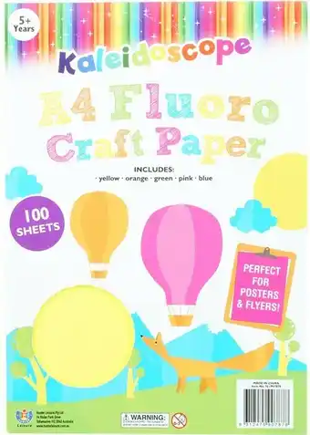 BIG W Kaleidoscope A4 100-Page Fluoro Craft Paper* offer