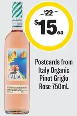 Coles Postcards from Italy Organic Pinot Grigio Rose offer