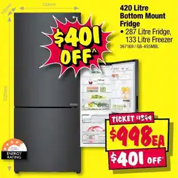 JB Hi-Fi 420 Litre Bottom Mount Fridge offer
