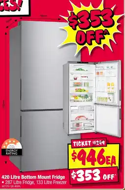 JB Hi-Fi 420 Litre Bottom Mount Fridge offer