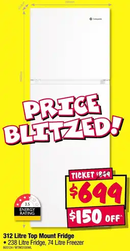 JB Hi-Fi Top Mount Fridge offer