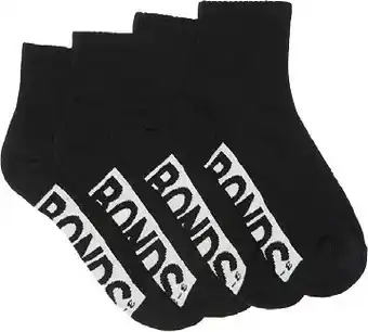 BIG W Bonds Kids 4-Pack Logo Quarter Crew Socks offer