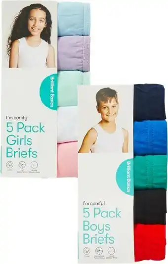 BIG W Brilliant Basics Kids 5-Pack Briefs offer