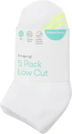 BIG W Brilliant Basics Kids 5-Pack Sports Socks offer