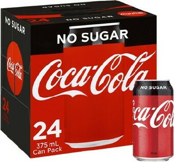 BIG W Coca-Cola No Sugar Soft Drink Cans 375ml x 24 Pack offer