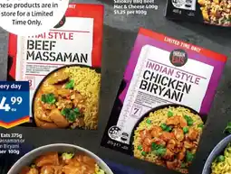 ALDI Beef massaman or chicken biryani offer