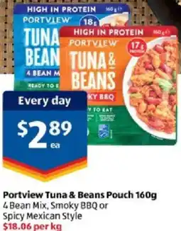 ALDI Portview tuna & beans pouch offer