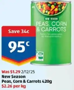ALDI Peas, corn & carrots offer