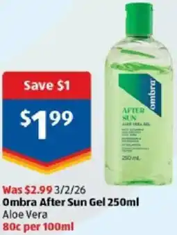 ALDI Ombra after sun gel offer