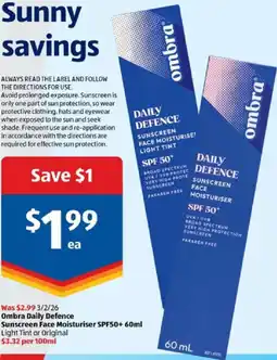 ALDI Daily defence sunscreen face moisturiser offer