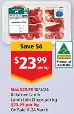 ALDI Killarnee lamb lamb loin chops offer